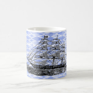 Vintag Ship Blue Harlequin Kaffeetasse