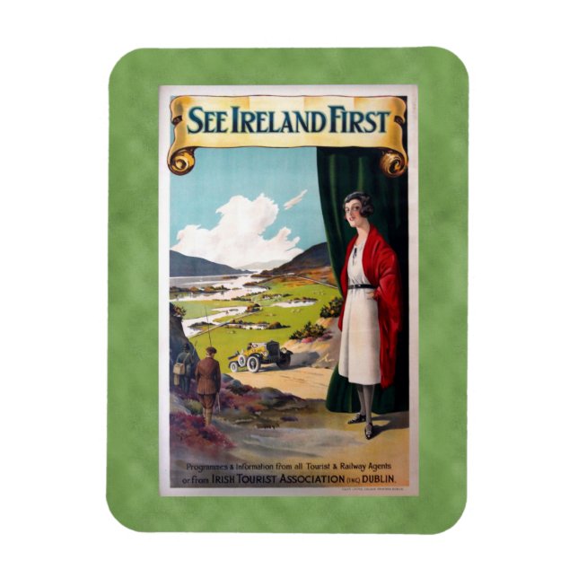 Vintag Siehe Irlands erste Reise Magnet (Vertikal)
