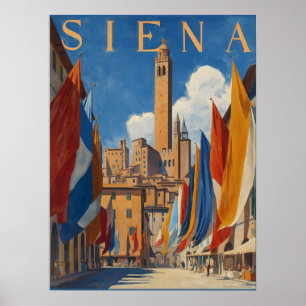 Vintag Siena Italienische Reise Poster