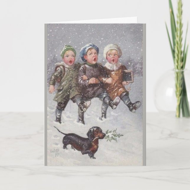 Vintag - Singen eines Weihnachtsliedes, Karte (Vorderseite)