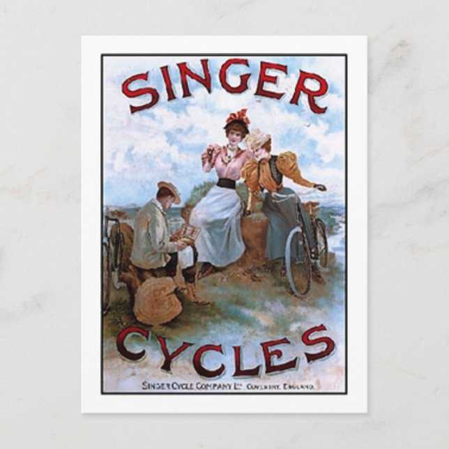 Vintag Singer Cycles Ad Postkarte (Vorderseite)