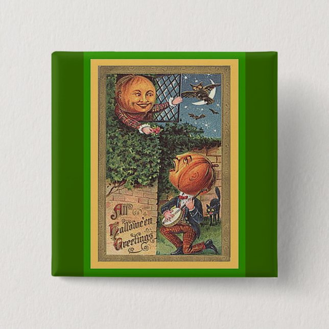 Vintag Singing Pumpkin Man Button (Vorderseite)