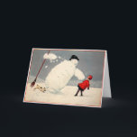 Vintag sinkende Snowman-Urlaubskarte Feiertagskarte<br><div class="desc">Vintag fallender Schneemann Weihnachtskarte. Hochwertiges Vintage-Image.</div>