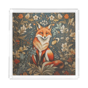 Vintag Sitting Fox William Morris Inspirierte Blum Acryl Tablett