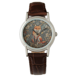 Vintag Sitting Fox William Morris Inspirierte Blum Armbanduhr