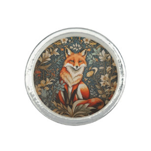 Vintag Sitting Fox William Morris Inspirierte Blum Ring