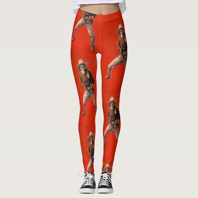 Vintag Skeleton Cowboy Leggings (Vorderseite)