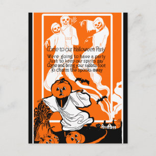 Vintag Skeleton Ghost Greeting Postkarte