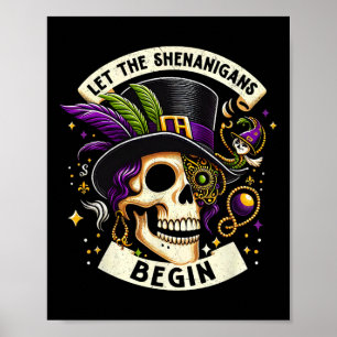 Vintag Skeleton Ließ Die Shenanigans Begin Mardi G Poster