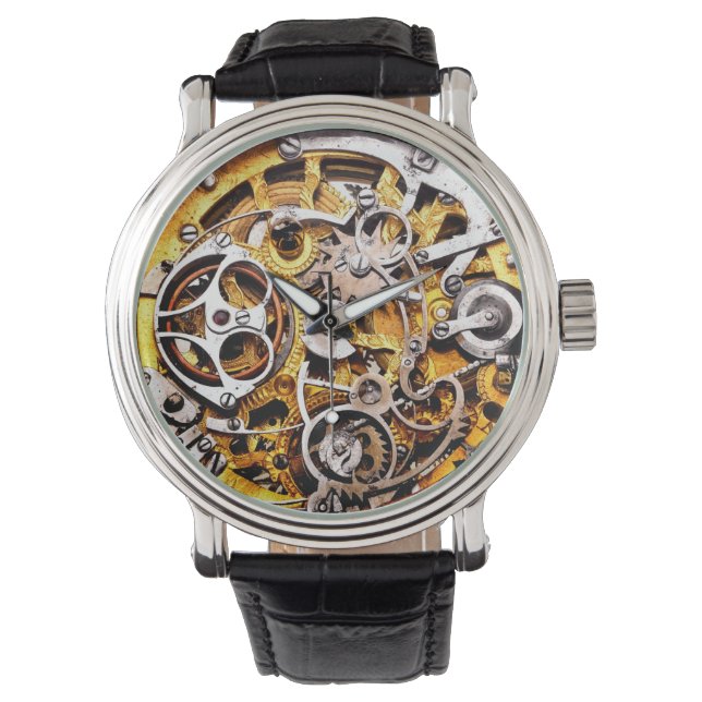 Vintag Skeleton Watch Gears Steampunk Steam Punk Armbanduhr (Vorderseite)