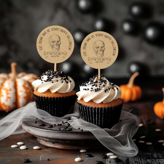 Vintag Skull Halloween-Party Gefallen Runder Aufkleber (Von Creator hochgeladen)
