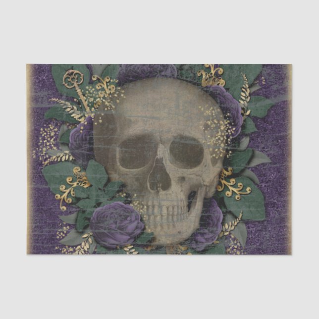 Vintag Skull Halloween Seidenpapier (Vorderseite)