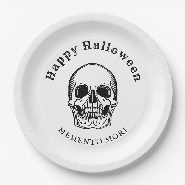 Vintag Skull Spooky Memento Mori Pappteller (Vorderseite)