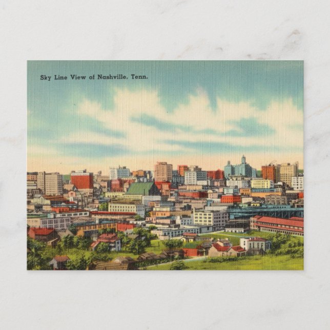 Vintag, Skyline von Nashville, Tennessee Postkarte (Vorderseite)