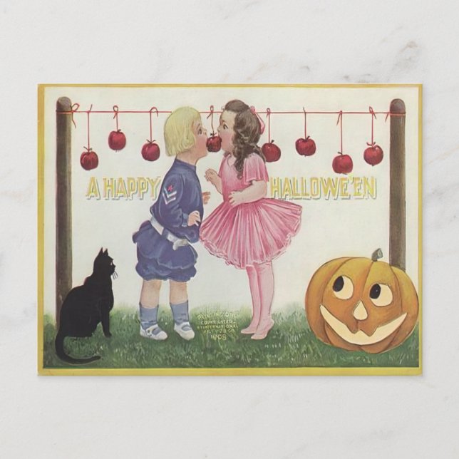Vintag Snap Apple Halloween-Spiel Postkarte (Vorderseite)