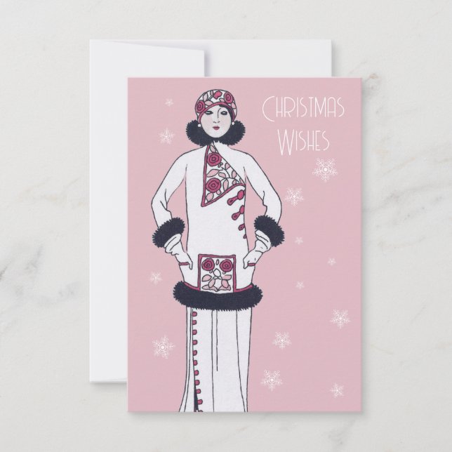 Vintag Snow Queen Personalisiert Weihnachten Dankeskarte (Vorderseite)