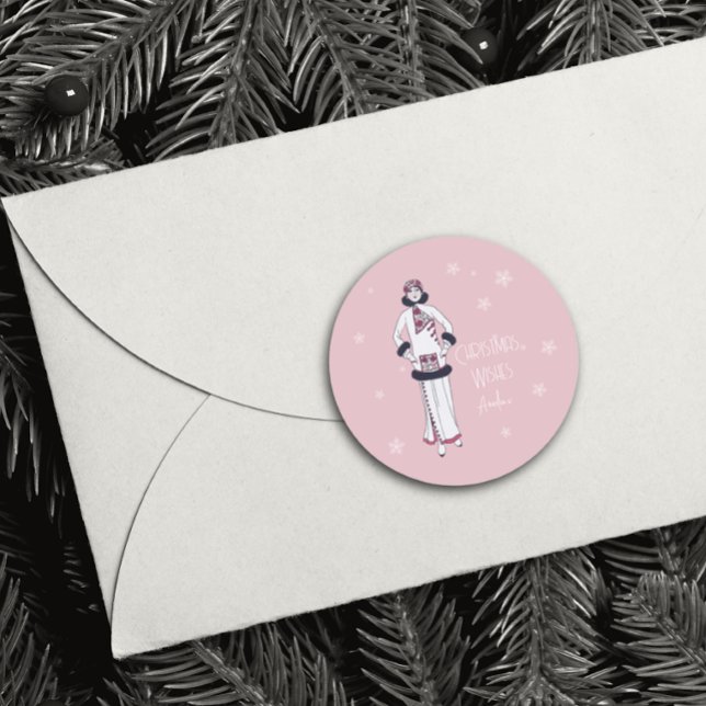 Vintag Snow Queen Weihnachten Runder Aufkleber (Von Creator hochgeladen)