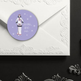 Vintag Snow Queen Weihnachten Runder Aufkleber