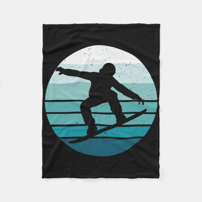 Vintag Snowboarden Fleecedecke (Vorderseite)