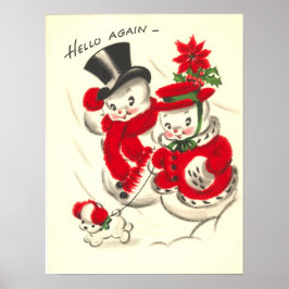 Vintag Snowman Couple Print Poster