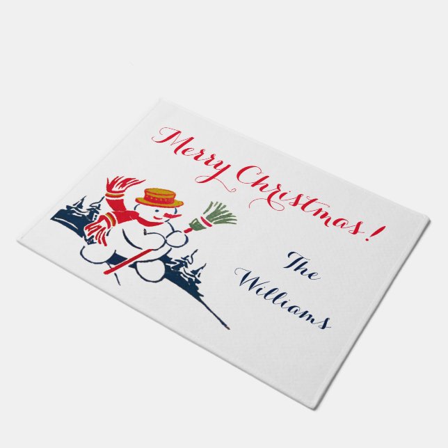 Vintag Snowman Doormat Fußmatte (Schrägansicht)