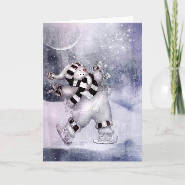 Vintag Snowman Feiertagskarte (Vorderseite)