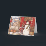 Vintag Snowman Feiertagskarte<br><div class="desc">Vintag Snowman</div>