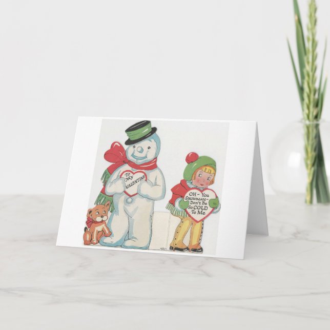 Vintag Snowman Valentine Feiertagskarte (Vorderseite)