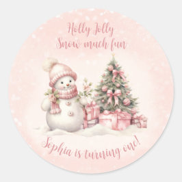 Vintag Snowman Weihnachten 1. Geburtstag Sticker
