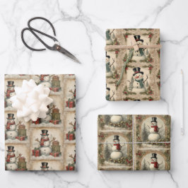 Vintag Snowman Weihnachten Geschenkpapier Set