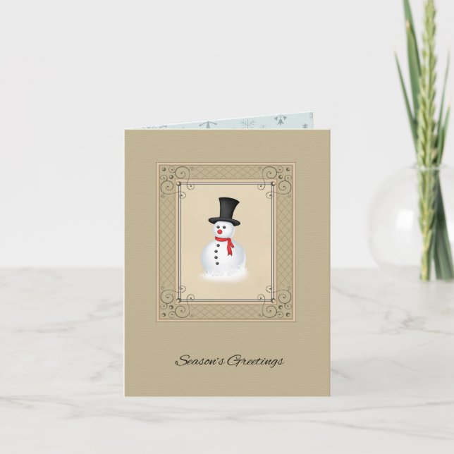Vintag Snowman Weihnachten Karte (Vorderseite)
