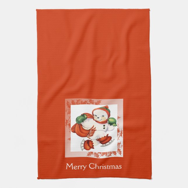 Vintag Snowman Weihnachten Küchentuch (Vertikal)