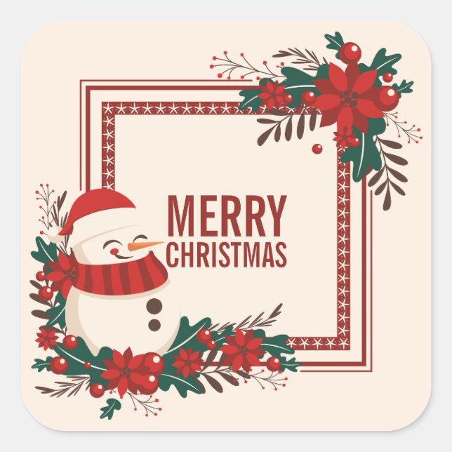 Vintag Snowman Weihnachtsfeiertag | Aufkleber (Vorderseite)