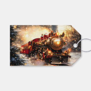 Vintag Snowy Night Weihnachtszug Express Geschenkanhänger