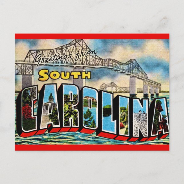 Vintag South Carolina Begrüßung Postkarte (Vorderseite)