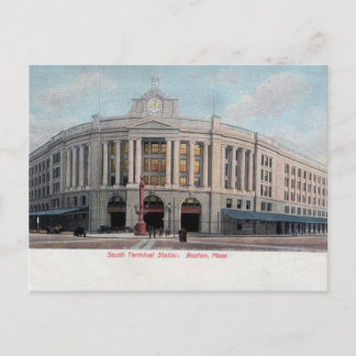 Vintag South RR Station Boston MA Postkarte
