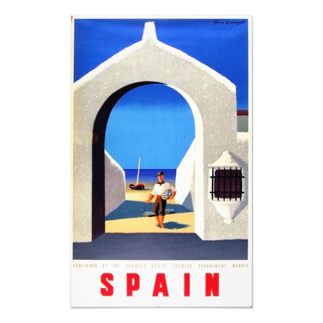 Vintag Spanien Fisherman Travel Fotodruck (Vorne)