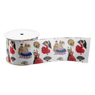 Vintag Spanische Flamenco Dancefarts Satinband