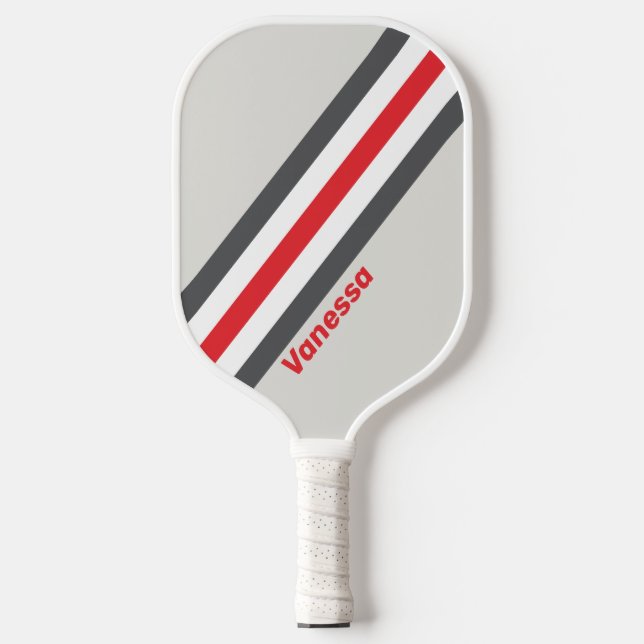 Vintag Split Wingtip Streifen mit Namen Pickleball Schläger (Vorderseite)