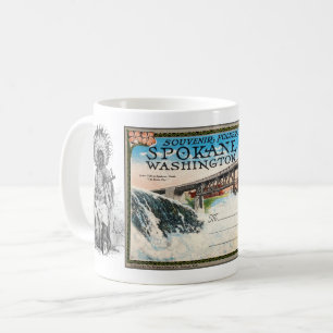 VINTAG SPOKANE WASCHTE. FARBE POSTCARD KAFFEETASSE