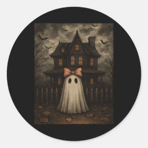 Vintag Spooky Beängstigend Ghost Spuk House Mitter Runder Aufkleber