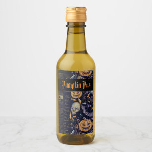 Vintag Spooky Halloween Pumpkin Pus Weinetikett