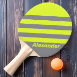 Vintag Sport HI VIS Stripes mit Namen Tischtennis Schläger<br><div class="desc">Mit dem Pingpongpaddel "Vintag Sport HI VIS Stripes with Name" mit leuchtenden, sichtbaren Streifen, die Ihren Stil in jedem Auge erfassen, stehen Sie auf dem Tisch. Dieses kühn gestaltete Design ermöglicht die Personalisierung mit Ihrem Namen, sodass es so einzigartig ist wie Ihr Spielstil. Dieses Paddel ist perfekt für Spieler, die...</div>
