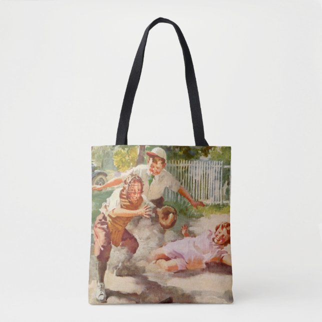 Vintag Sport, Kinder spielen Stickball Baseball Tasche (Vorderseite)