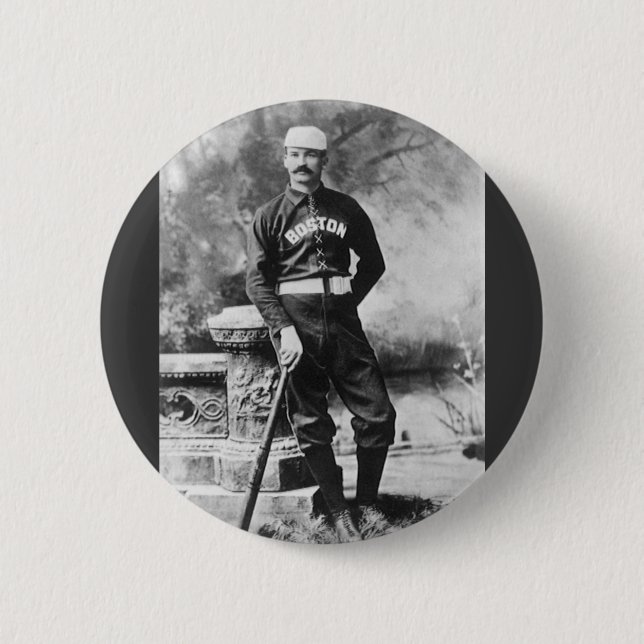 Vintag Sports Foto, Boston Baseball Player Button (Vorderseite)