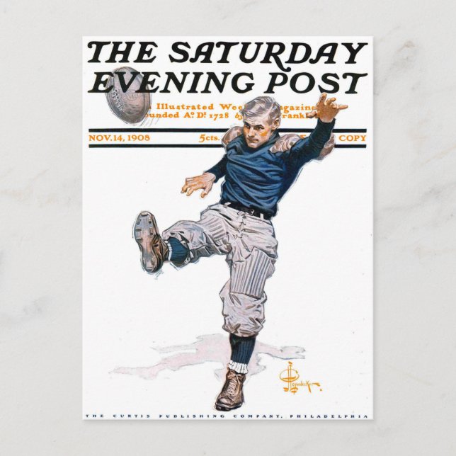 Vintag Sports Uni Football Postkarte (Vorderseite)