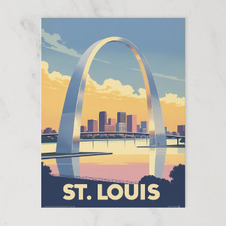 Vintag St. Louis Gateway Arch Cityscape Postkarte