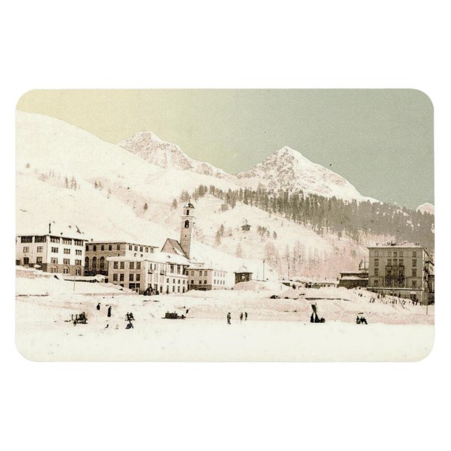 Vintag St. Moritz, Schweiz - Magnet (Horizontal)