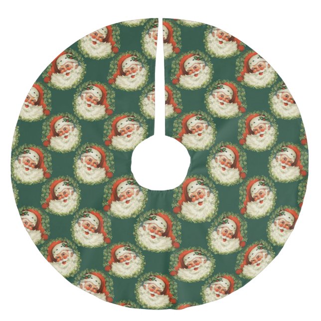 Vintag St. Nick Weihnachten Weihnachtsfeiertag  Polyester Weihnachtsbaumdecke (Vorderseite)