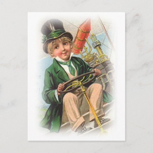 Vintag St. Patricks Day Boy Postkarte (Vorderseite)